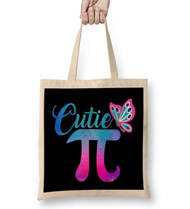 Cute & Funny Cutie Pi Math Pie Butterfly Math Pun Bez Çanta Uzun Saplı