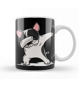 Funny Dabbing Pied French Bulldog Dog Kupa Bardak Porselen