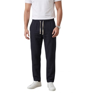 DeepSEA Lacivert Çizgi Dokulu Rahat Kesim Yazlık Spor Pantolon – Hafif Kumaş Modern Tasarım 2600263