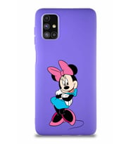 Samsung Galaxy M51 Soft Premier Kapak Minnie Mouse-D Tasarımlı Silikon Kılıf - Mor (Şeffaf)