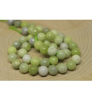 Peridot (Zebercet) Taşı Yeşil-Beyaz Alacalı YARIM Dizi 8mm (23115) (18cm uzunluğundadır)