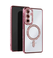 Samsung Galaxy S25 Kılıf Joke Simli Magneticsafe Kılıf - Pembe
