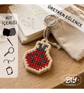Etamina Uğur Böceği Figürlü Kanaviçe Anahtarlık Kiti
