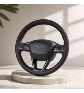 Diimeli Direksiyon Kılıfı Seat ile Uyumlu Leon Direksiyon Kılıfı Kırmızı Dikişli