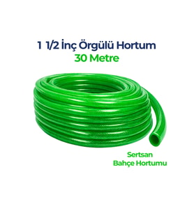 Örgülü Su Hortumu 1 1/2 İnç 30 Metre Yeşil Dayanıklı Bahçe Hortumu