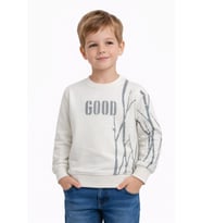 Erkek Çocuk Önü Arkası Baskılı Sweatshirt BGL-ST05241 (Ekru)