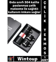 #Termos Isı Korumalı Sızdırmaz Vakumlu Outdoor Piknik Seyahat Seti Paslanmaz 3 Bardaklı Çelik Termos