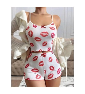 Amora Secret Kiss Öpücük Beyaz Şortlu Takım