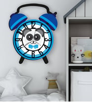 BK Gift Hayvan Figürlü Mavi Retro Çalar Saat Tasarımlı Kabartma Figürlü Ahşap Çocuk Duvar Saati-13, Ev Dekoru, Çocuk Odası Aksesuar