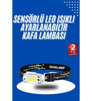 Northcity Kafa Lambası - Su Geçirmez 3 Modlu LED Fener Hareket Sensörlü, Şarjlı ve Elastik Bantlı