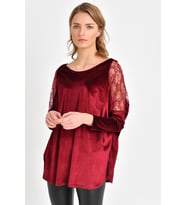OMUZ DETAYLI KADİFE BLUZ  (Bordo)