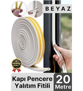 Güçlü Kendinden Yapışkanlı Kapı Pencere Soğuk Hava Geçirmez Yalıtım İzolasyon Beyaz Fitil 20 Metre