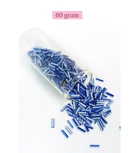 Uzun Boru Kesme Boncuk Çap 2mm Uzunluk 10 mm - 60 Gram - Mavi Beyaz - BNC275