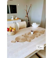 Doğal Jüt Hasır Runner, 100x30cm, El Yapımı Jüt Halat Salon Sehpa Örtüsü, Mutfak Masa Örtüsü, Ranır