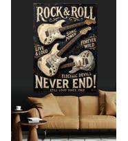 Rock And Roll Elektro Gitarlar Dekoratif Kanvas - Mdf Ahşap Tablo