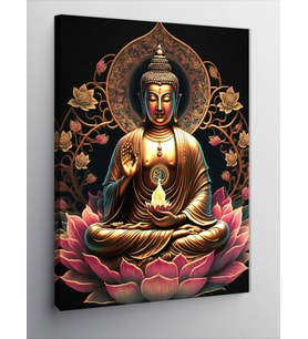 Kanvas Tablo Buda Heykeli Ve Lotus Çiçeği