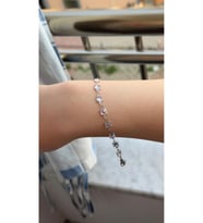 Kadın Gümüş Renk Prenses Kesim Zirkon Taşlı Bileklik 18 CM