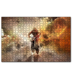 Cakapuzzle Motokros, Helikopterler ve Kızıl Dumanlar  Puzzle Yapboz MDF (Ahşap) (120 Parça)