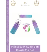 #Suluk Sağlıklı Tritan BPA İçermeyen Sızdırmaz 2000ml 750ml 300ml 3'lü Motivasyon Suluk Seti