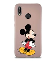 Huawei P20 Lite Soft Premier Kapak Mickey Mouse-D Tasarımlı Silikon Kılıf - Pudra (Şeffaf)