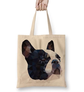 Diamond Bulldog köpek Pug Bez Çanta Uzun Saplı