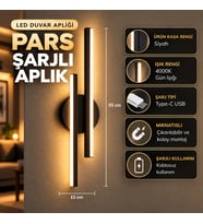 PARS Şarjlı Modern LED Duvar Apliği Günışığı Taşınabilir Usb