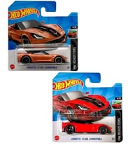 Hot Wheels Corvette C7 Z06 Convertible 2 Araç Set Kırmızı & Metalik Kahverengi (1/64)