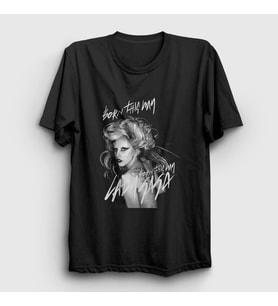 Presmono Unisex Siyah Born This Way Müzik Lady Gaga T-Shirt 474013tt