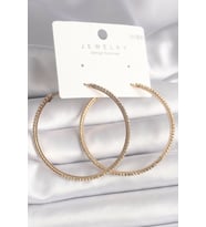 Pirinç Gold Renk Zirkon Taşlı Halka Model Kadın Küpe - TJ-BKP10015