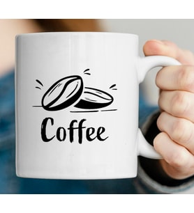 Coffe Tasarımlı Beyaz Kupa