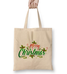 Merry Christmas Yılbaşı Yeni Yıl Konseptli 014 Bez Çanta Uzun Saplı