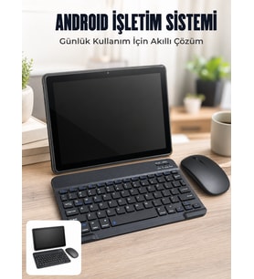 Android Tablet Bluetooth Klye Mouse Seti SIM Kart Girişi Kablosuz Bağlantı ve Günlük Kullanıma Uygun
