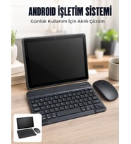 Android Tablet Bluetooth Klye Mouse Seti SIM Kart Girişi Kablosuz Bağlantı ve Günlük Kullanıma Uygun