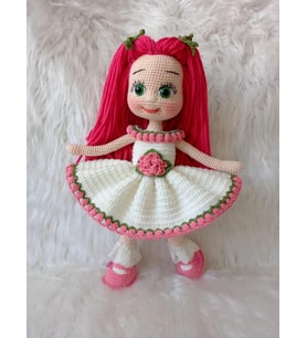 Pembe Gül Bebek Amigurumi Organik Oyuncak