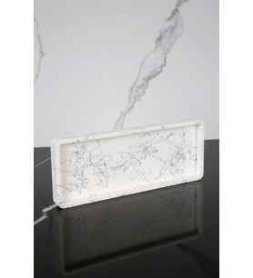 Dekoratif Sunum Tepsisi Tabağı Beton Sunumluk 10x25 Cm Beton Gri (Beyaz Gümüş)
