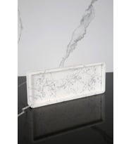 Dekoratif Sunum Tepsisi Tabağı Beton Sunumluk 10x25 Cm Beton Gri (Beyaz Gümüş)