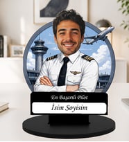 Kişiye Özel Karikatürlü Pilot Masaüstü Ahşap İsimlik Fotoğraflı Pilot Hediyesi Havacılık Temalı Dekoratif İsimlik Pilot Hediyesi, Havacılık Hediyesi Meslek Hediyesi