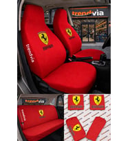 Ferrari Logolu Oto Koltuk Kılıfı Ön Arka Set – Penye Likralı Universal Koltuk Koruyucu Servis Kılıfı