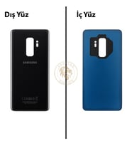 Samsung Galaxy S9 Plus Siyah Renk Arka Kapak Arka Cam Batarya Kapağı Pil Kapağı Lazer Kesim Back Cover Galaxy S9 Plus Uyumlu