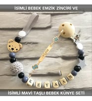 Sahi Aksesuar İsimli Bebek Emzik Zinciri ve İsimli Bebek Künye Seti BEZYI657