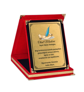 Kişiye Özel Okul Müdürü Tasarımlı Kadife Plaket