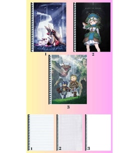 made in abyss 3 adet defter A4 büyük boy 72 sayfa çizgili_kareli_çizgisiz defter seti