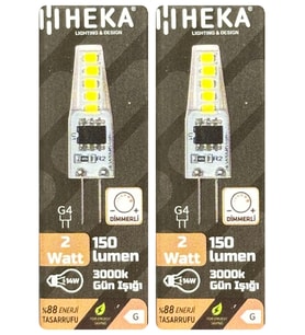 (2 Adet) Heka 2W (14W) 3000K (Sarı Işık) G4 Duylu Dim Edilebilir Led Kapsül Ampul