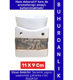 Dekoratif Hediye Aromaterapi Meditasyon Tütsülük Şık Seramik Fil Tasarımlı Buhurdanlık 11 X 9 Cm