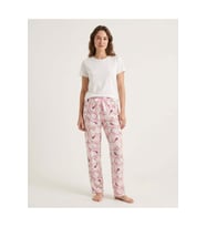Kadın Viskon Pamuklu Pijama Altı Soft Örme Mevsimlik Ev Pantolonu Pembe