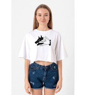 Jujutsu Kaisen Anime Divine Dogs Beyaz Kadın Crop Tshirt
