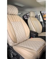 Mini Cooper SD Uyumlu Lüx Yarı Deri Oto Koltuk Kılıfı Ön Arka Takım PETRA Serisi BEJ