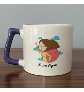 Süper Mom Pelerin Baskılı Mor Kulplu D Kupa