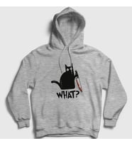 Presmono Unisex Gri What Cat Kedi Kapüşonlu Sweatshirt 415357tt (Gri)