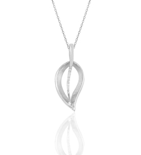 Söğütlü Silver Gümüş rodyumlu zirkon taşlı yaprak kolye